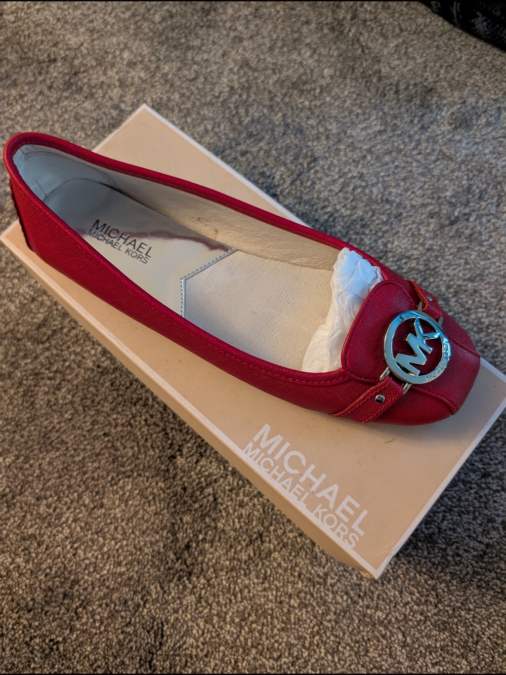 Michael Kors Red Ballet Flat with Signature MK Logo